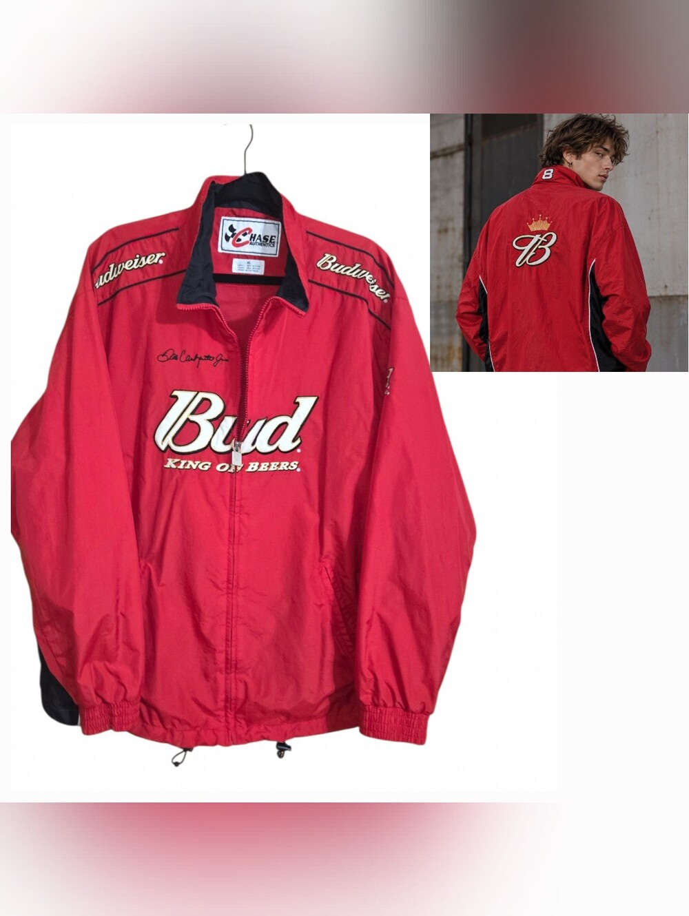 tg NASCAR Chase Authentic Dale Earnhardt Bud King Of Beers Racing Jacket Men XL
